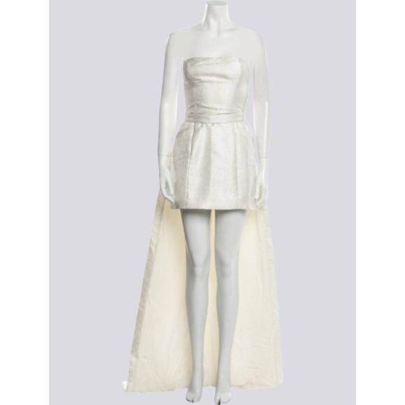 Reformation Liliwen Mini Dress Detachable Train Ivory Train Size 0 Wedding Bride - Picture 2 of 16